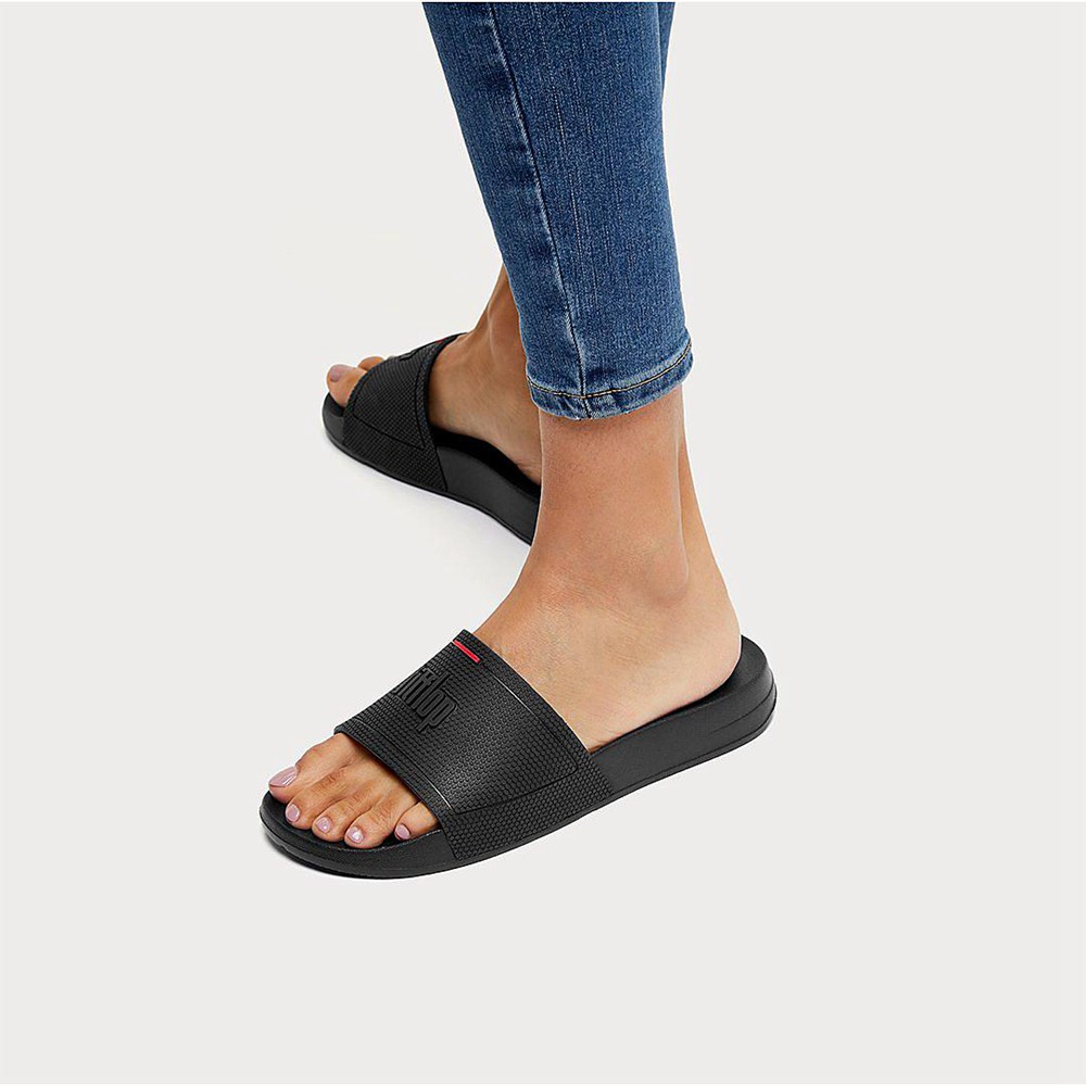 Fitflop Womens Slides Black - Iqushion Pool - NJ6945218